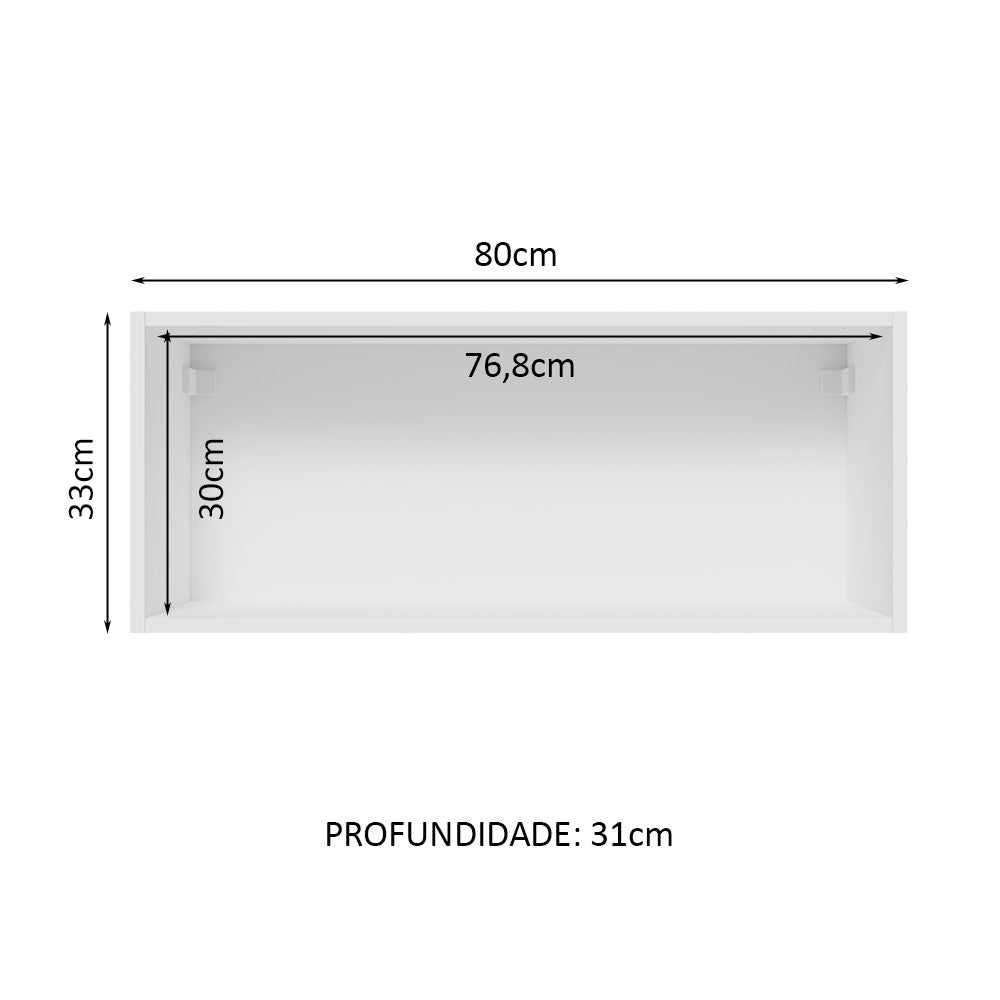 Gabinete de Cocina Glamy Blanco y Marron 80x33cm Flotante con Una Puerta - ALACENAS Y MUEBLES MICROONDAS | Bylmo
