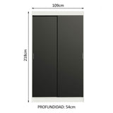 Closet Tokio Blanco y Negro 109x218cm con Dos Cajones y con Cinco Entrepaños - CLOSETS | Bylmo