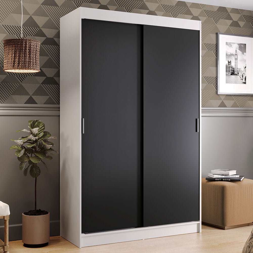 Closet Tokio Blanco y Negro 109x218cm con Dos Cajones y con Cinco Entrepaños - CLOSETS | Bylmo