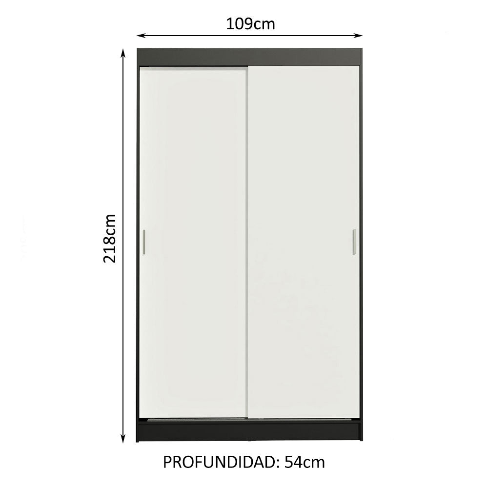 Closet Tokio Negro y Blanco 109x218cm con Dos Cajones y con Cinco Entrepaños - CLOSETS | Bylmo
