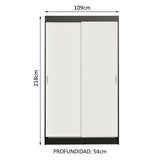 Closet Tokio Negro y Blanco 109x218cm con Dos Cajones y con Cinco Entrepaños - CLOSETS | Bylmo