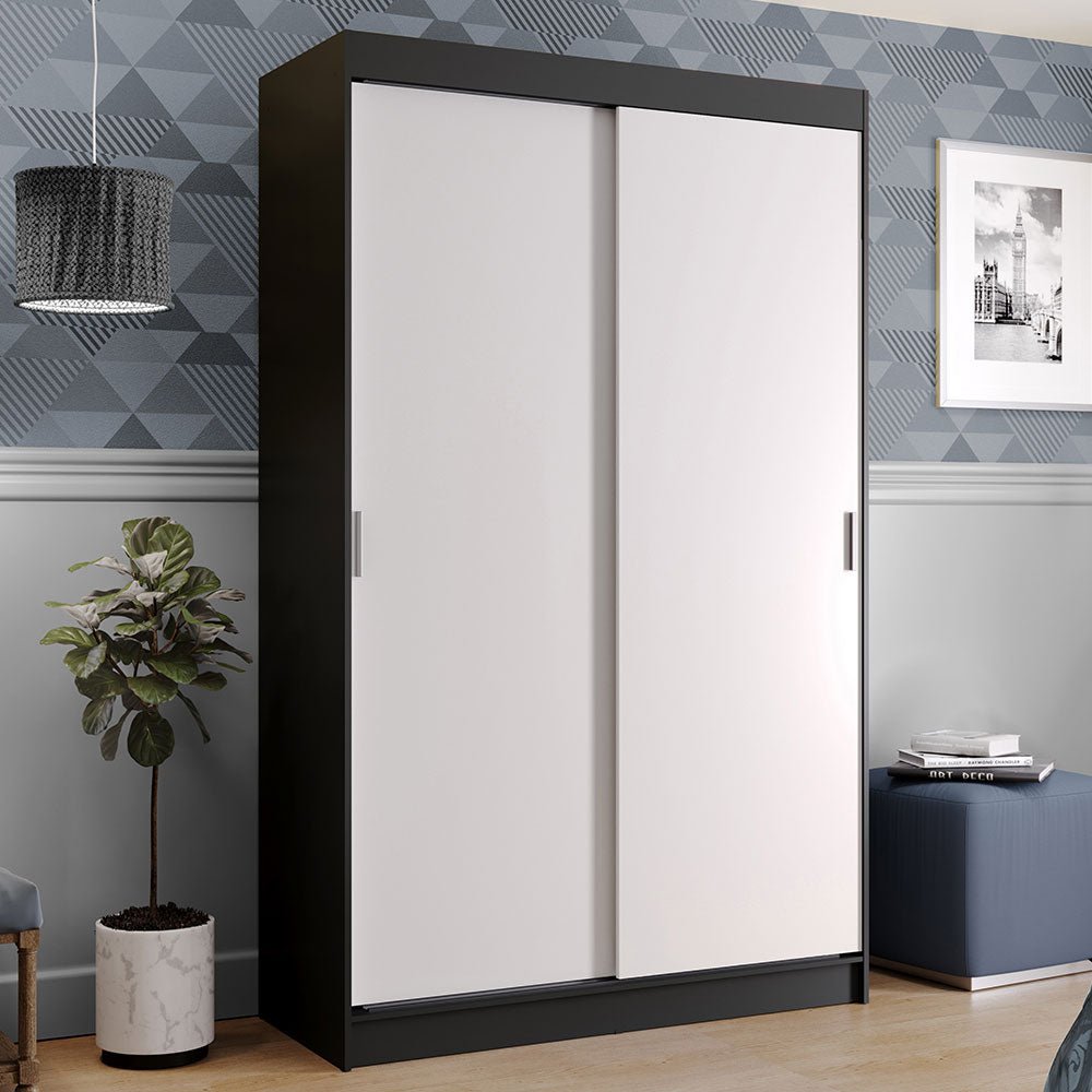 Closet Tokio Negro y Blanco 109x218cm con Dos Cajones y con Cinco Entrepaños - CLOSETS | Bylmo