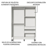 Closet Luke Blanco 120x192cm con Dos Cajones y con Tres Entrepaños - CLOSETS | Bylmo