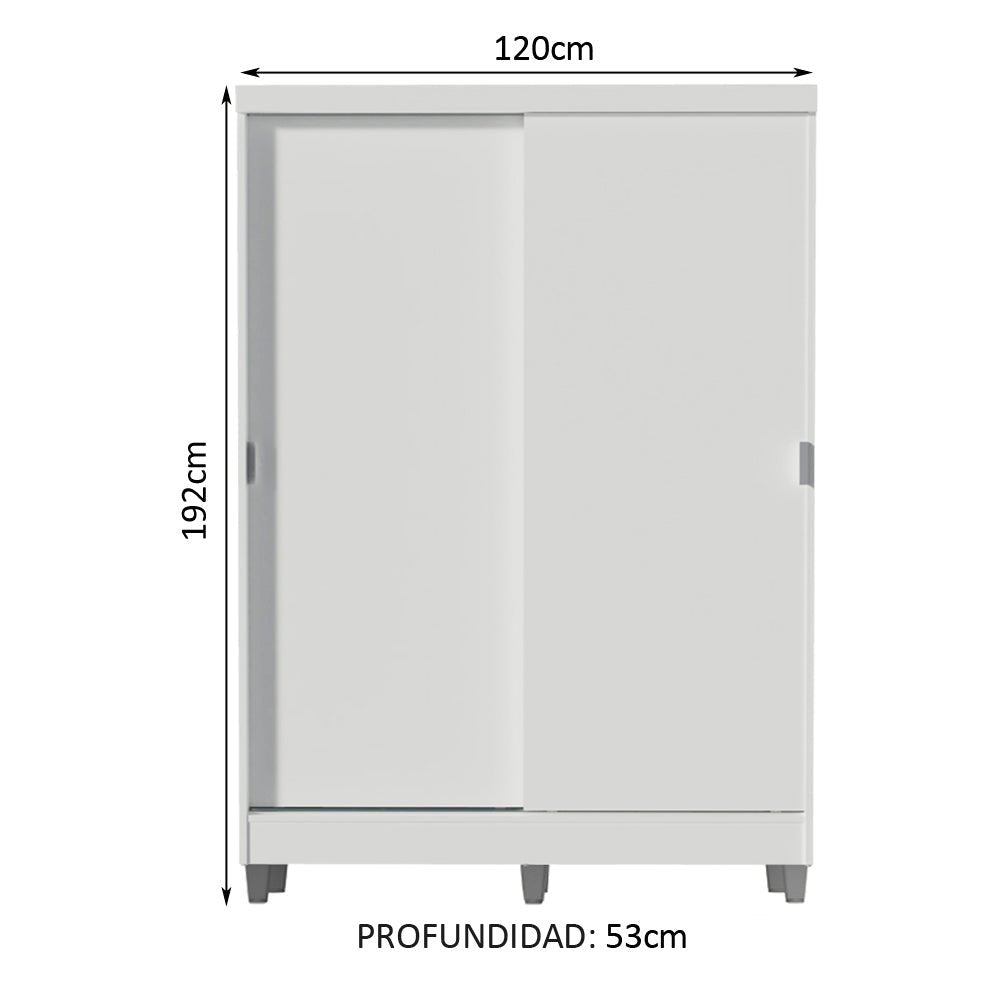 Closet Luke Blanco 120x192cm con Dos Cajones y con Tres Entrepaños - CLOSETS | Bylmo