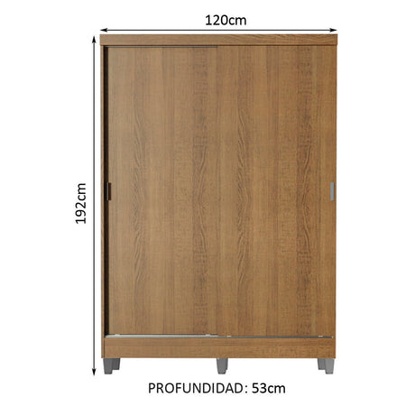 Closet Luke Marron 120x192cm con Dos Cajones y con Tres Entrepaños - CLOSETS | Bylmo