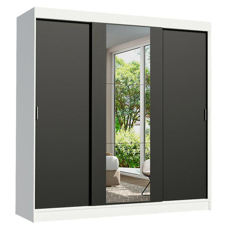 Closet Reno Blanco y Negro 180x205cm con Un Espejo con Cuatro Cajones y con Seis Entrepaños - CLOSETS | Bylmo