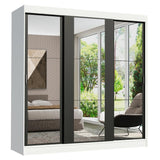 Closet Reno Blanco y Negro 180x205cm con Espejo con Cuatro Cajones y con Seis Entrepaños - CLOSETS | Bylmo