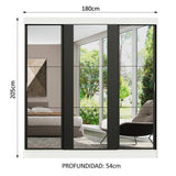 Closet Reno Blanco y Negro 180x205cm con Espejo con Cuatro Cajones y con Seis Entrepaños - CLOSETS | Bylmo