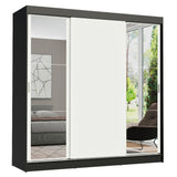 Closet Reno Negro y Blanco 180x205cm con Dos Espejos con Cuatro Cajones y con Seis Entrepaños - CLOSETS | Bylmo