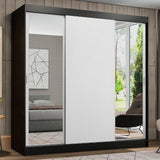 Closet Reno Negro y Blanco 180x205cm con Dos Espejos con Cuatro Cajones y con Seis Entrepaños - CLOSETS | Bylmo