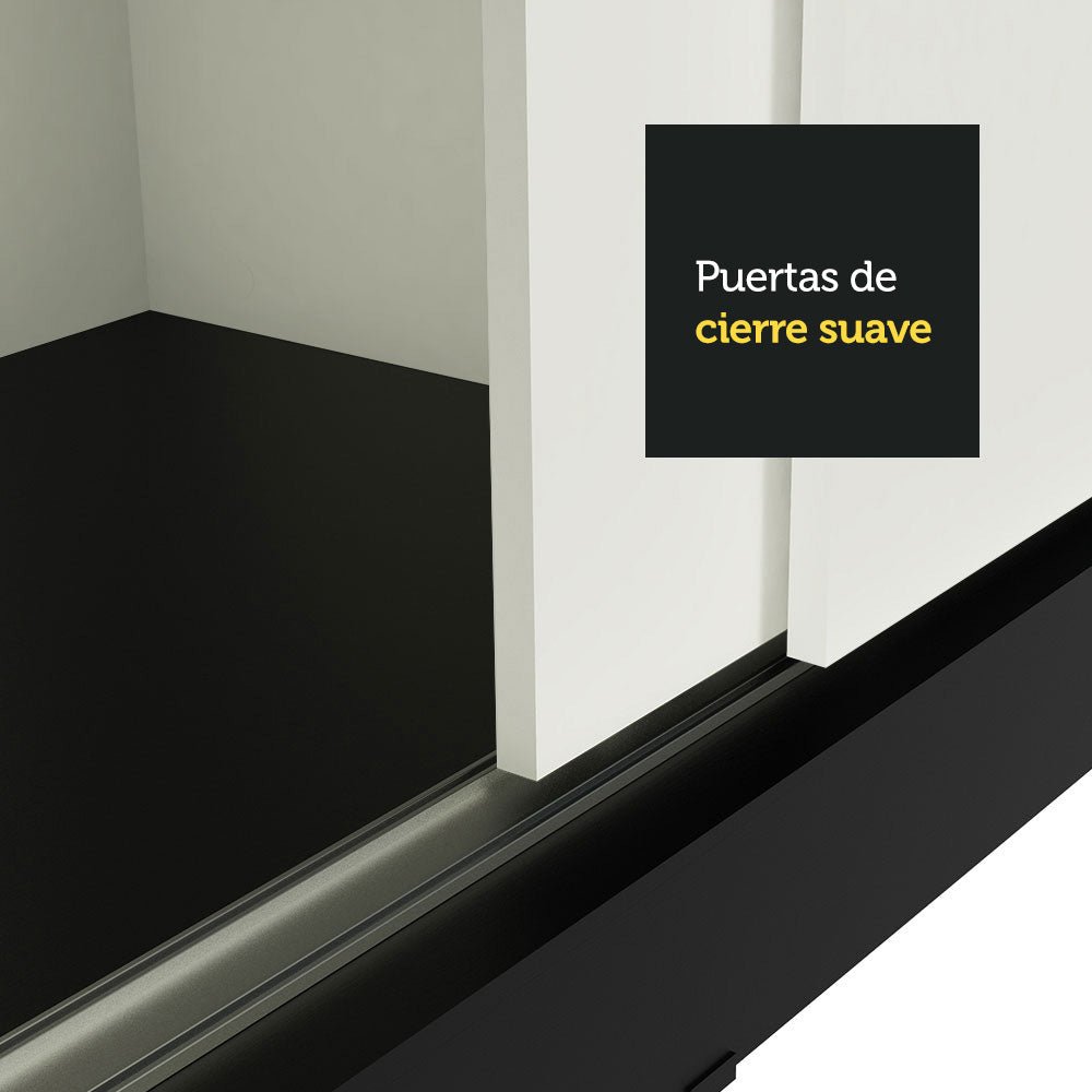 Closet Reno Negro y Blanco 180x205cm con Espejo con Cuatro Cajones y con Seis Entrepaños - CLOSETS | Bylmo