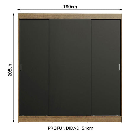 Closet Reno Marron y Negro 180x205cm con Cuatro Cajones y con Seis Entrepaños - CLOSETS | Bylmo
