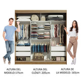 Closet Reno Marron y Negro 180x205cm con Cuatro Cajones y con Seis Entrepaños - CLOSETS | Bylmo