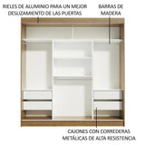 Closet Reno Marron y Negro 180x205cm con Cuatro Cajones y con Seis Entrepaños - CLOSETS | Bylmo