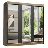 Closet Reno Marron y Negro 180x205cm con Espejo con Cuatro Cajones y con Seis Entrepaños - CLOSETS | Bylmo