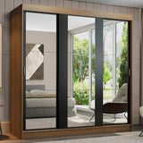 Closet Reno Marron y Negro 180x205cm con Espejo con Cuatro Cajones y con Seis Entrepaños - CLOSETS | Bylmo