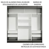 Closet Reno Negro 180x205cm con Cuatro Cajones y con Seis Entrepaños - CLOSETS | Bylmo