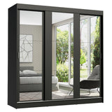 Closet Reno Negro 180x205cm con Espejo con Cuatro Cajones y con Seis Entrepaños - CLOSETS | Bylmo