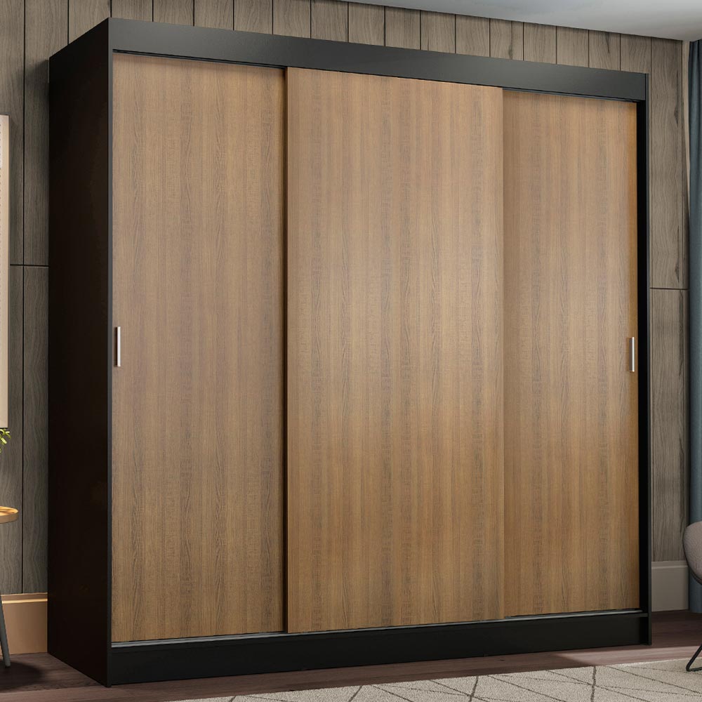 Closet Reno Negro y Marron 180x205cm con Cuatro Cajones y con Seis Entrepaños - CLOSETS | Bylmo