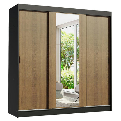 Closet Reno Negro y Marron 180x205cm con Un Espejo con Cuatro Cajones y con Seis Entrepaños - CLOSETS | Bylmo