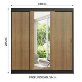 Closet Reno Negro y Marron 180x205cm con Un Espejo con Cuatro Cajones y con Seis Entrepaños - CLOSETS | Bylmo