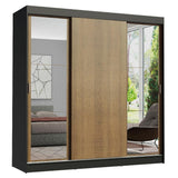 Closet Reno Negro y Marron 180x205cm con Dos Espejos con Cuatro Cajones y con Seis Entrepaños - CLOSETS | Bylmo