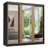 Closet Reno Negro y Marron 180x205cm con Espejo con Cuatro Cajones y con Seis Entrepaños - CLOSETS | Bylmo