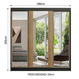 Closet Reno Negro y Marron 180x205cm con Espejo con Cuatro Cajones y con Seis Entrepaños - CLOSETS | Bylmo