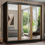 Closet Reno Negro y Marron 180x205cm con Espejo con Cuatro Cajones y con Seis Entrepaños - CLOSETS | Bylmo