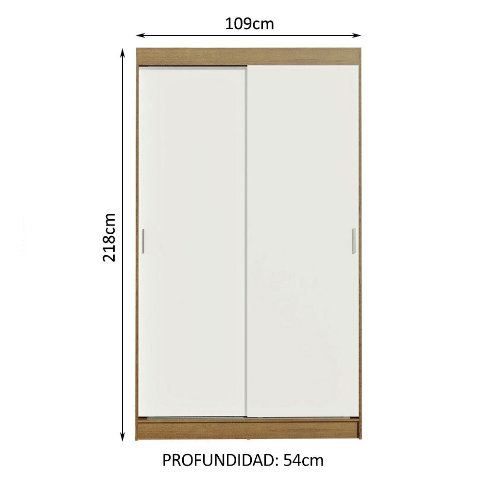 Closet Reno Marron y Blanco 109x218cm con Dos Cajones y con Cinco Entrepaños - CLOSETS | Bylmo