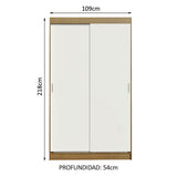 Closet Reno Marron y Blanco 109x218cm con Dos Cajones y con Cinco Entrepaños - CLOSETS | Bylmo