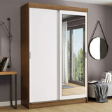 Closet Tokio Marron y Blanco 109x218cm con Espejo con Dos Cajones y con Cinco Entrepaños - CLOSETS | Bylmo