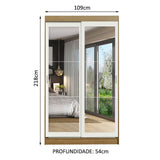 Closet Tokio Marron y Blanco 109x218cm con Un Espejo con Dos Cajones y con Cinco Entrepaños - CLOSETS | Bylmo