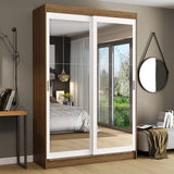 Closet Tokio Marron y Blanco 109x218cm con Un Espejo con Dos Cajones y con Cinco Entrepaños - CLOSETS | Bylmo