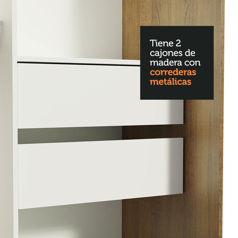 Closet Tokio Marron y Blanco 109x218cm con Un Espejo con Dos Cajones y con Cinco Entrepaños - CLOSETS | Bylmo