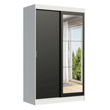 Closet Tokio Blanco y Negro 109x218cm con Espejo con Dos Cajones y con Cinco Entrepaños - CLOSETS | Bylmo