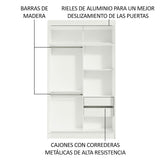 Closet Tokio Blanco y Negro 109x218cm con Espejo con Dos Cajones y con Cinco Entrepaños - CLOSETS | Bylmo