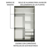 Closet Tokio Negro y Blanco 109x218cm con Espejo con Dos Cajones y con Cinco Entrepaños - CLOSETS | Bylmo