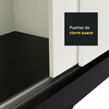 Closet Tokio Negro y Blanco 109x218cm con Espejo con Dos Cajones y con Cinco Entrepaños - CLOSETS | Bylmo