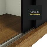 Closet Tokio Marron y Negro 109x218cm con Dos Cajones y con Cinco Entrepaños - CLOSETS | Bylmo