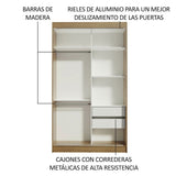 Closet Tokio Marron y Negro 109x218cm con Espejo con Dos Cajones y con Cinco Entrepaños - CLOSETS | Bylmo