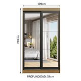 Closet Tokio Marron y Negro 109x218cm con Un Espejo con Dos Cajones y con Cinco Entrepaños - CLOSETS | Bylmo