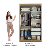 Closet Tokio Marron y Negro 109x218cm con Un Espejo con Dos Cajones y con Cinco Entrepaños - CLOSETS | Bylmo