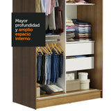 Closet Tokio Marron y Negro 109x218cm con Un Espejo con Dos Cajones y con Cinco Entrepaños - CLOSETS | Bylmo