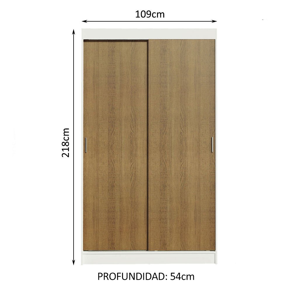 Closet Tokio Blanco y Marron 109x218cm con Dos Cajones Siete Compartimientos y con Cinco Entrepaños - CLOSETS | Bylmo