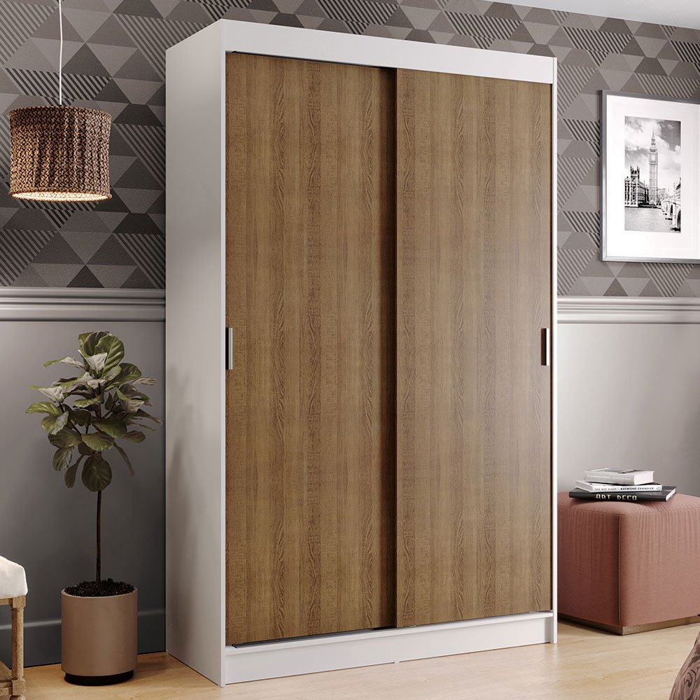 Closet Tokio Blanco y Marron 109x218cm con Dos Cajones Siete Compartimientos y con Cinco Entrepaños - CLOSETS | Bylmo