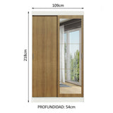 Closet Tokio Blanco y Marron 109x218cm con Espejo con Dos Cajones y con Cinco Entrepaños - CLOSETS | Bylmo