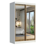 Closet Tokio Blanco y Marron 109x218cm con Espejo con Dos Cajones y con Cinco Entrepaños - CLOSETS | Bylmo