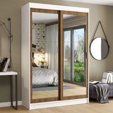 Closet Tokio Blanco y Marron 109x218cm con Espejo con Dos Cajones y con Cinco Entrepaños - CLOSETS | Bylmo