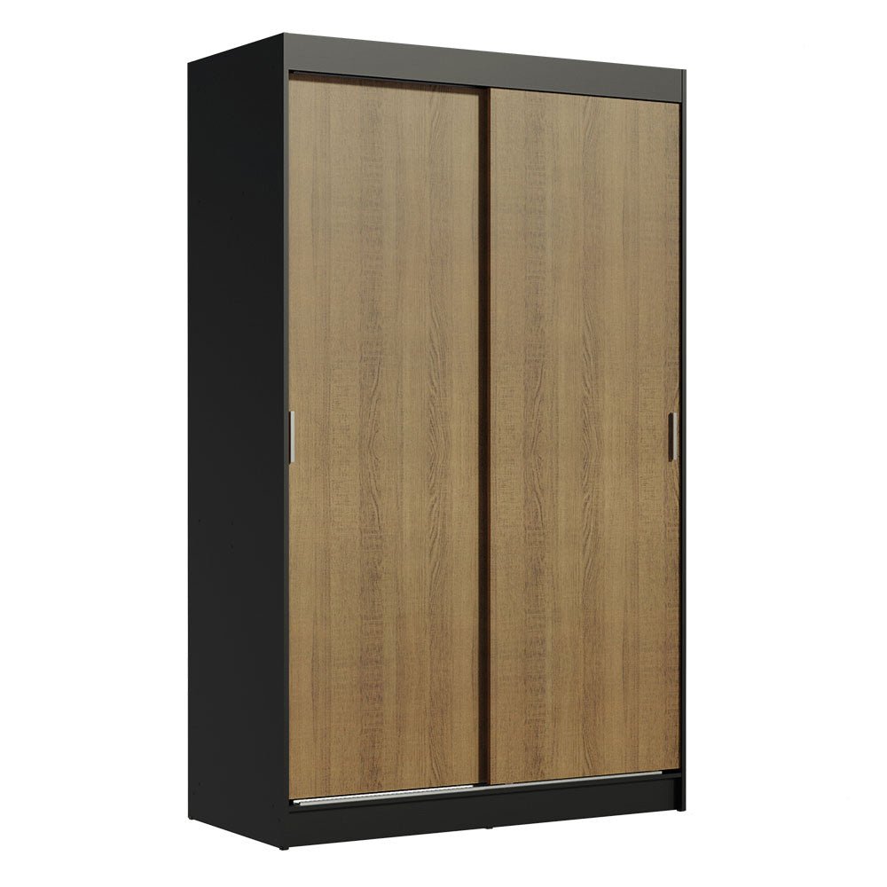 Closet Tokio Negro y Marrón 109x218cm con Dos Cajones y con Cinco Entrepaños - CLOSETS | Bylmo